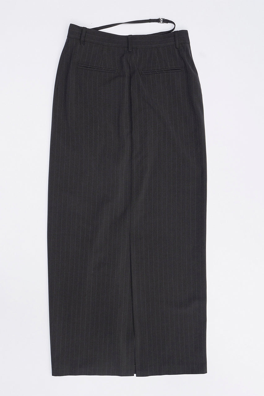 [24SUMMER PRE ORDER] Worsted Striped Low Waist Maxi Skirt