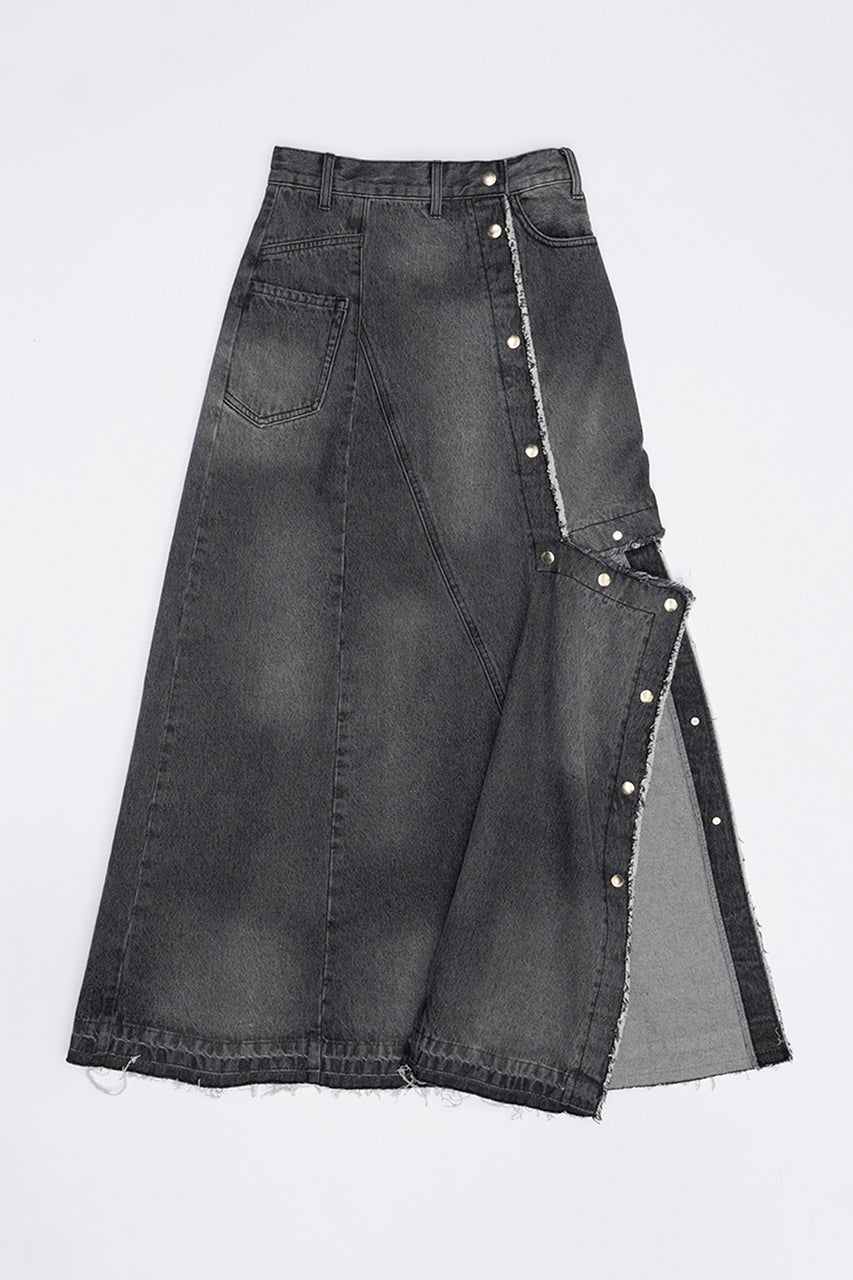 Cutting Asymmetry Denim Skirt