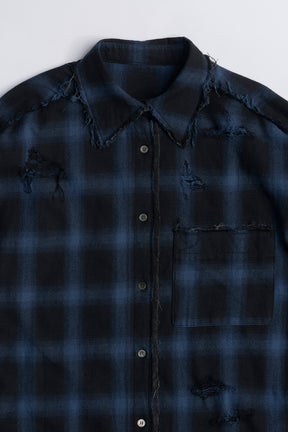 Ombre Check Damaged Shirt