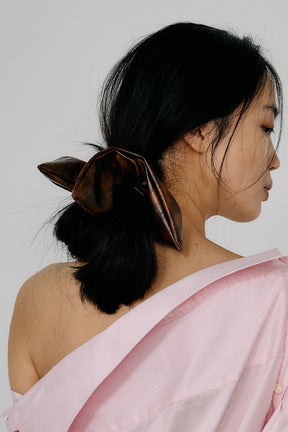 Vintage Faux Leather Square Scrunchie