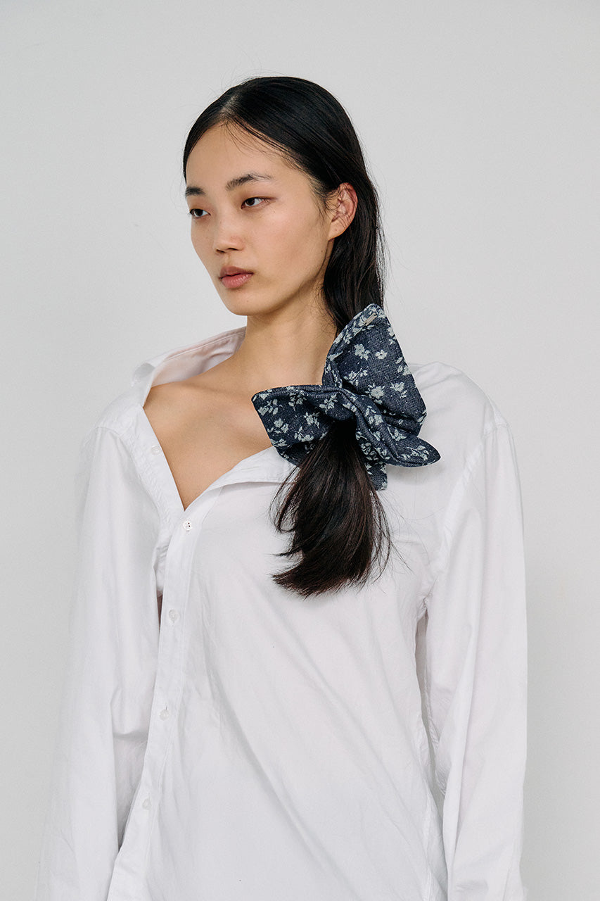 Floral Denim Square Scrunchie