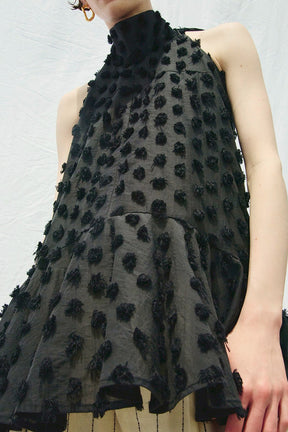 Dot Jacquard High-Neck Tunic