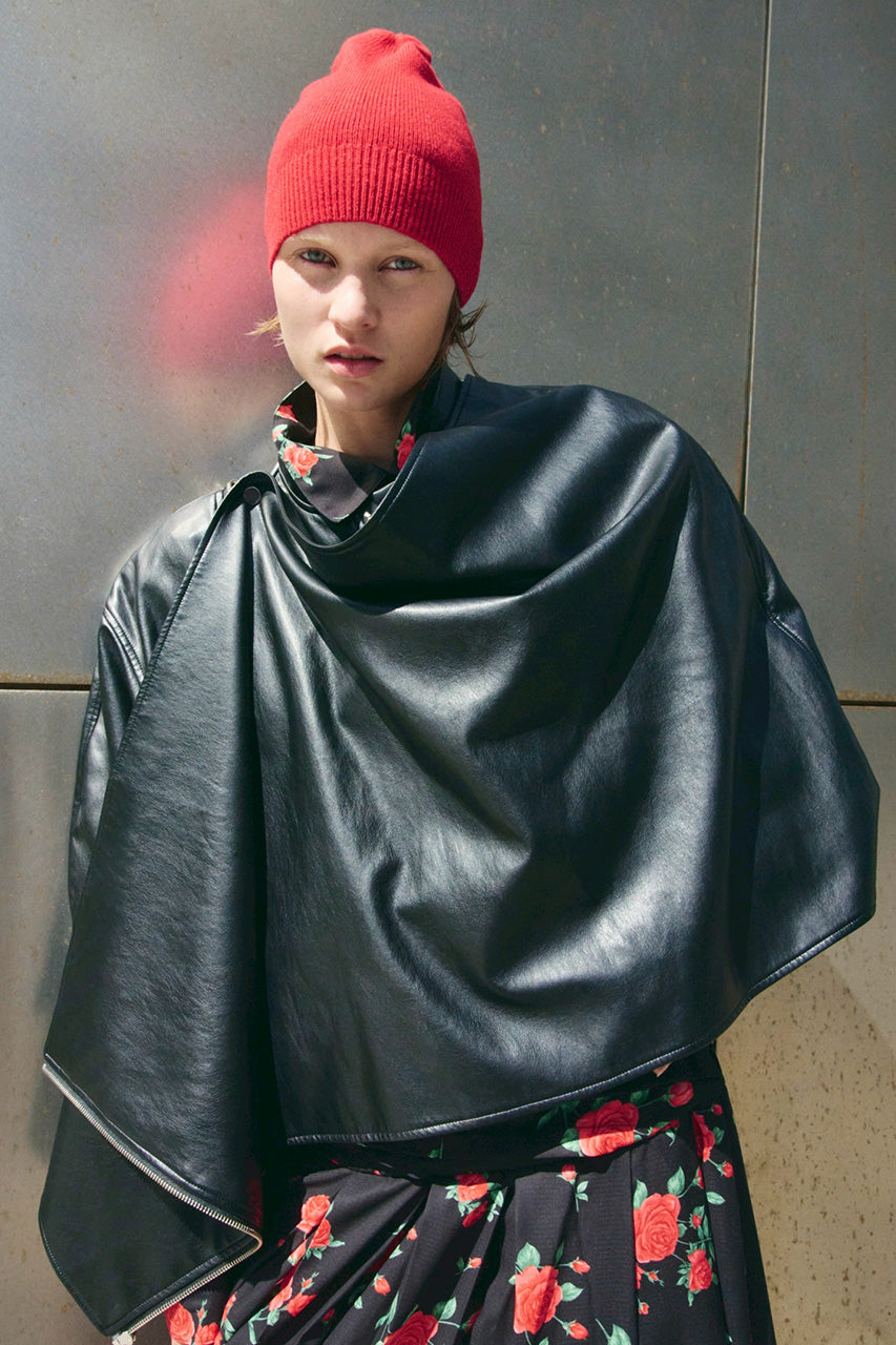 Asymmetric Drape Cape Blouson - 2026AUTUMN