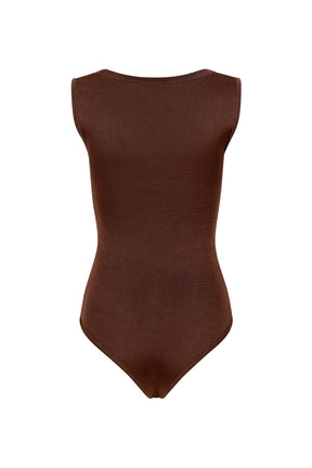 Deep V Neck Bodysuit Chocolate