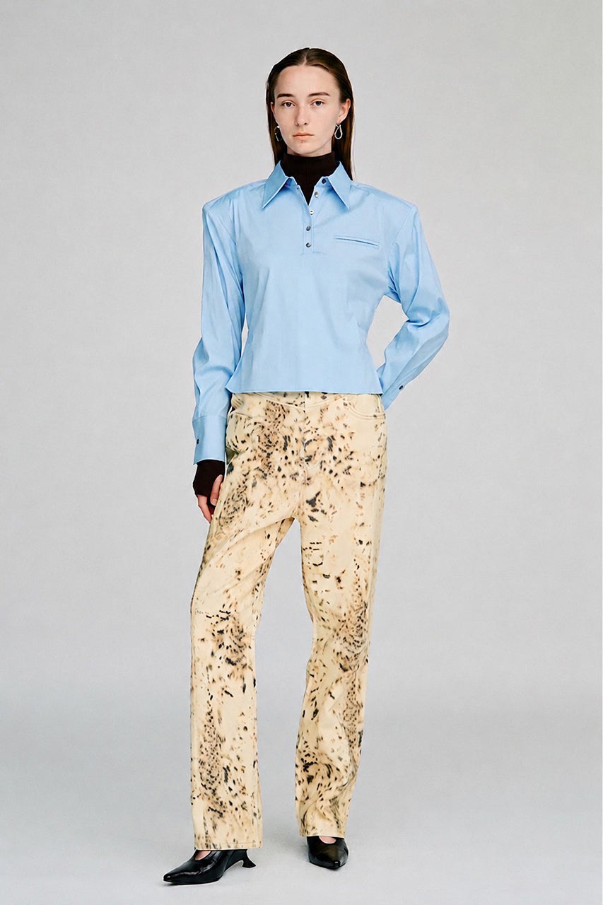 【AYUMI HAMAMOTO COLLABORATION】Shoulder Pad High-Stretch Broadcloth Shirt - 2026AUTUMN