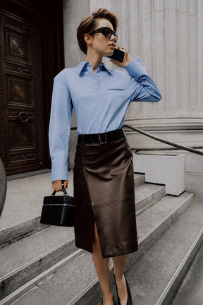 【AYUMI HAMAMOTO COLLABORATION】Shoulder Pad High-Stretch Broadcloth Shirt - 2026AUTUMN
