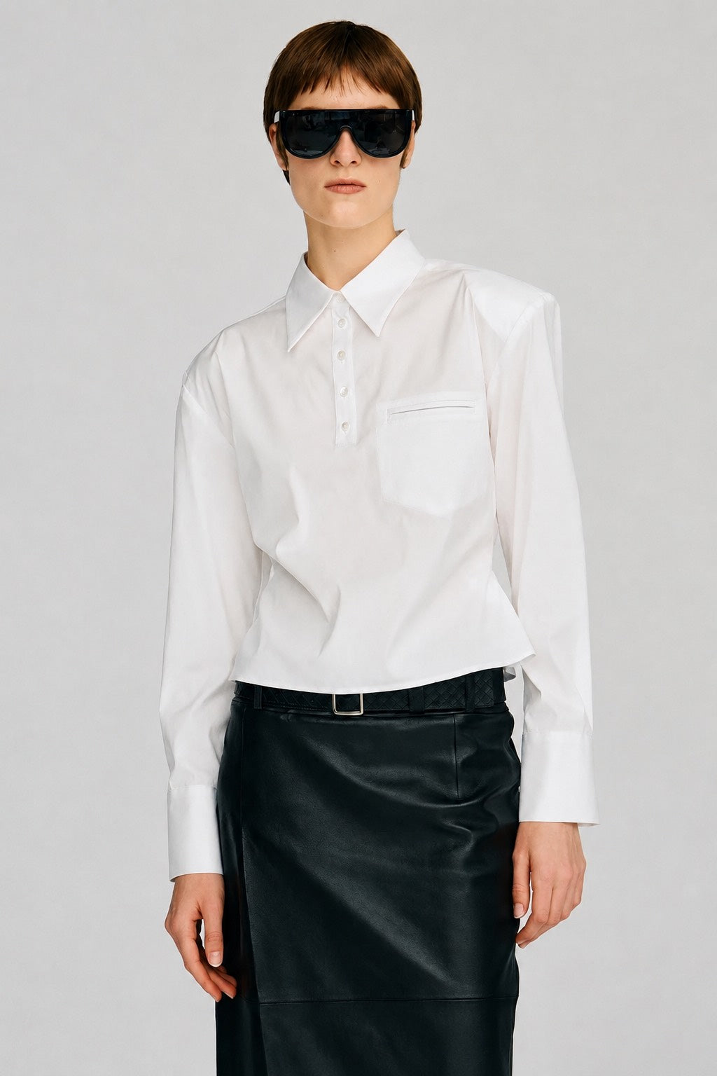 【AYUMI HAMAMOTO COLLABORATION】Shoulder Pad High-Stretch Broadcloth Shirt - 2026AUTUMN
