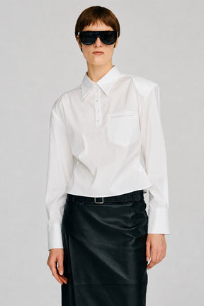 【AYUMI HAMAMOTO COLLABORATION】Shoulder Pad High-Stretch Broadcloth Shirt - 2026AUTUMN