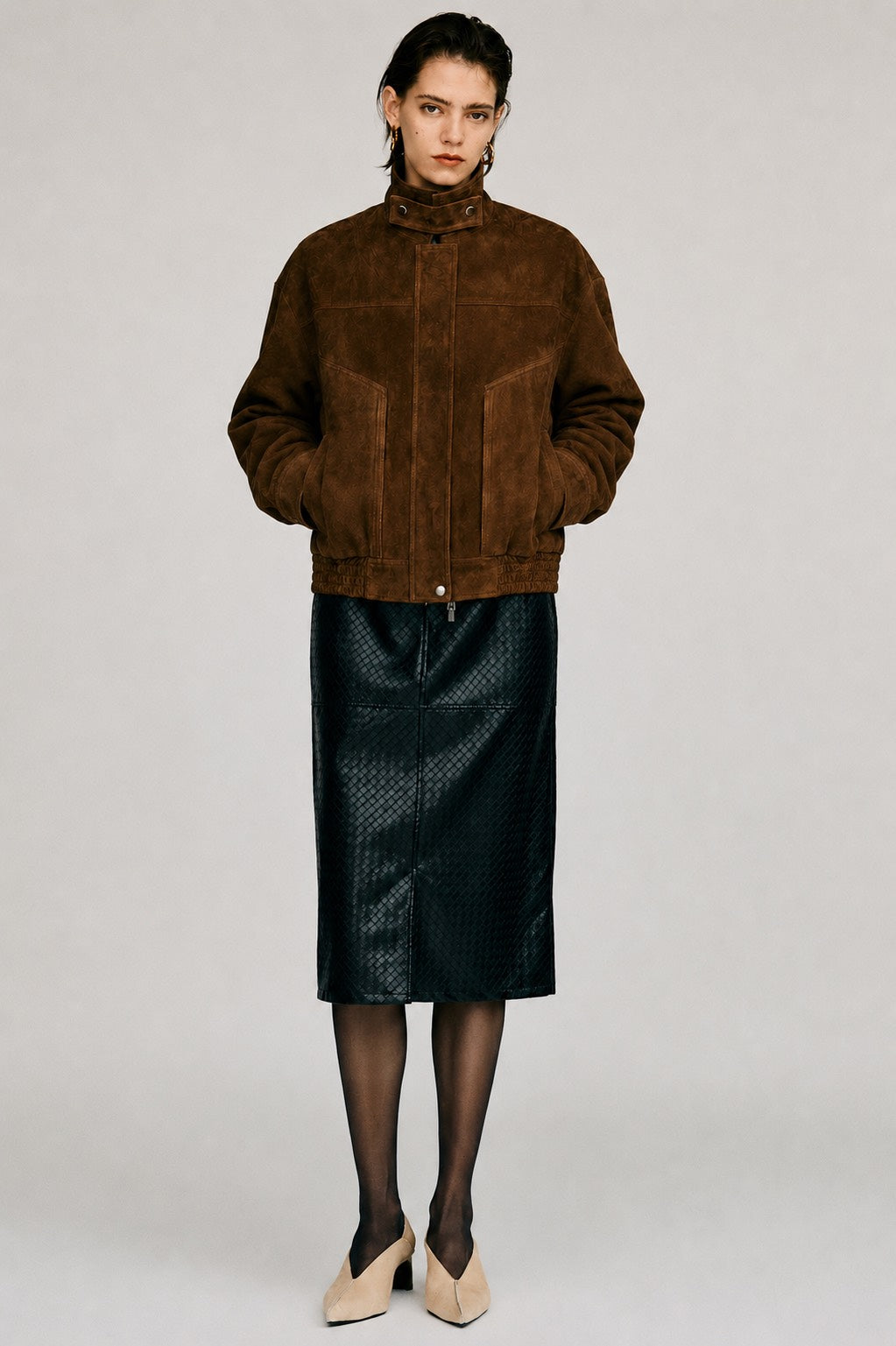Tuck Pocket High-Neck Suede Blouson - 2026AUTUMN
