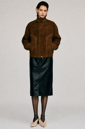 Tuck Pocket High-Neck Suede Blouson - 2026AUTUMN