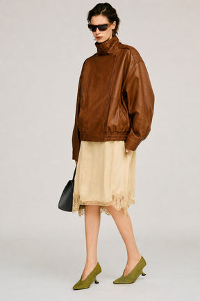 Sheep Leather Bomber Jacket - 2026AUTUMN