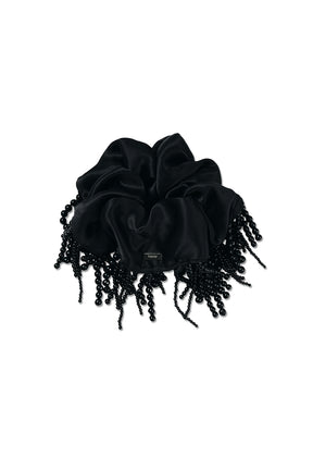 Silk Beaded Fringe Scrunchie