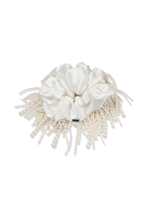 Silk Beaded Fringe Scrunchie