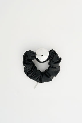 Metal Ball Faux Leather Scrunchie