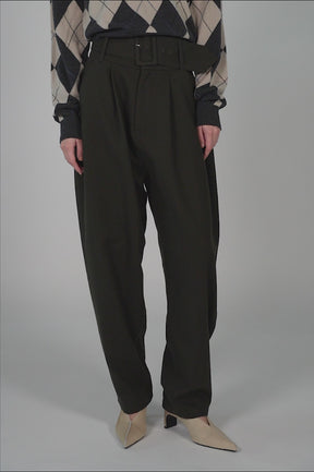 High-Waist Belt Cocoon Pants