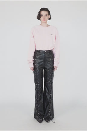 [24Autumn PRE ORDER] Lace-Up Vegan Leather Pants