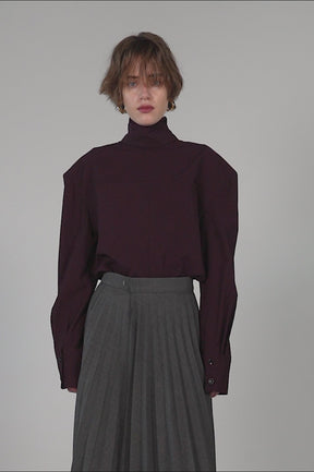 High-Neck Power Shoulder Shirt