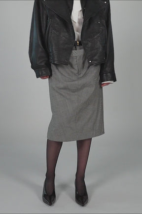 Double-Waist Drape Midi Skirt