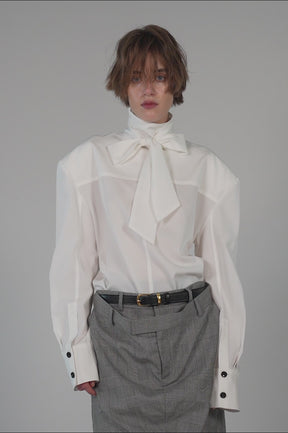 High-Neck Power Shoulder Shirt