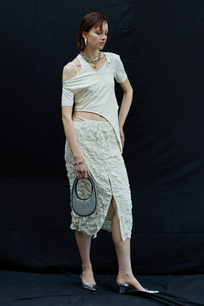 【SALE】P Jacquard Washed Pleats Skirt