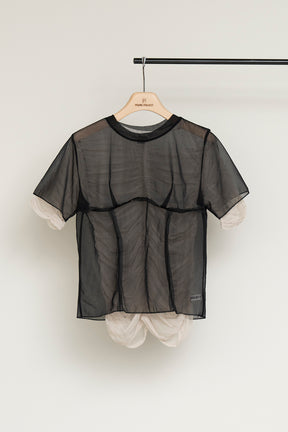 See-Through Gathered Layered Top