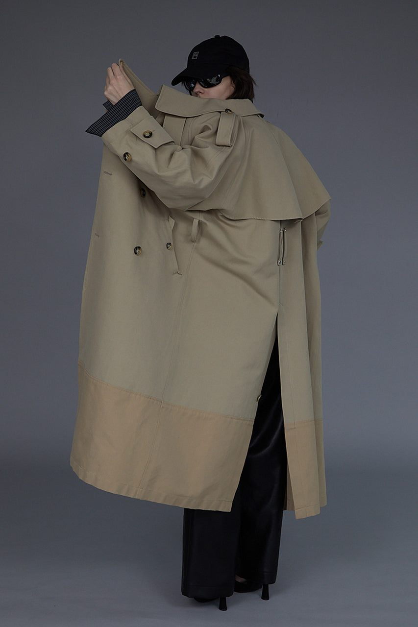 SALE】Cotton Double Cloths Over Trench Coat