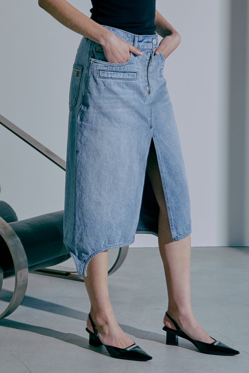 Blue Denim Strap Skirt