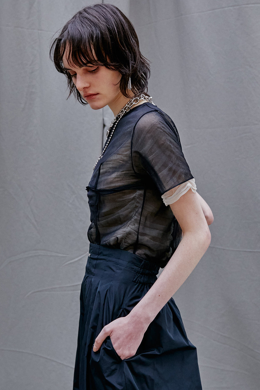 See-Through Gathered Layered Top