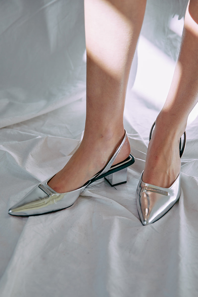 pointed sling back mules